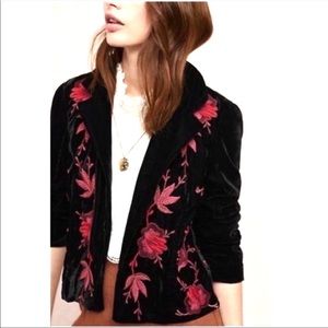 ANTHROPOLOGIE ETT:TWA EMBROIDERED VELVET JACKET